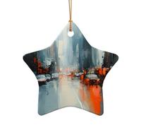 WZYCWB Questo albero di Natale in ceramica a forma di stella città sfocata stampato con un motivo è perfetto per feste di Natale invernali e decorazioni per la casa.