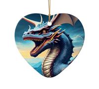 WZYCWB Questo albero di Natale in ceramica a forma di stella con drago ruggente stampato con un motivo è perfetto per feste di Natale invernali e decorazioni per la casa., Misura unica, Ceramica