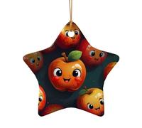 WZYCWB Questo albero di Natale in ceramica a forma di stella con frutta rossa stampata con un motivo è perfetto per feste di Natale invernali e decorazioni per la casa.