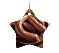 WZYCWB Questo albero di Natale in ceramica a forma di stella con salsiccia stampata con un motivo è perfetto per feste di Natale invernali e decorazioni per la casa.