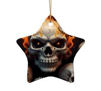 WZYCWB Questo albero di Natale in ceramica a forma di stella Fiamma Spider Skull Head stampato con un motivo è perfetto per feste di Natale invernali e decorazioni per la casa.