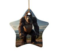 WZYCWB Questo albero di Natale in ceramica a forma di stella Gorilla stampato con un motivo è perfetto per feste di Natale invernali e decorazioni per la casa.