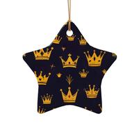 WZYCWB Questo albero di Natale in ceramica a forma di stella piccola corona stampata con un motivo è perfetto per feste di Natale invernali e decorazioni per la casa.