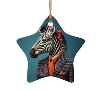 WZYCWB Questo albero di Natale in ceramica a forma di stella zebre in costume stampato con un motivo è perfetto per feste di Natale invernali e decorazioni per la casa.