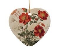WZYCWB Questo bouquet di fiori in ceramica a forma di cuore stampato con un motivo è perfetto per feste di Natale invernali e decorazioni per la casa.