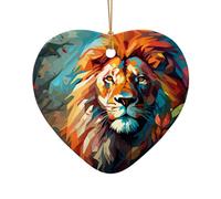 WZYCWB Questo dipinto a olio in ceramica a forma di cuore di un leone stampato con un motivo è perfetto per feste di Natale invernali e decorazioni per la casa.