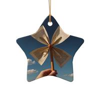 WZYCWB Questo mulino a vento in ceramica a forma di stella con albero di Natale stampato con un motivo è perfetto per feste di Natale invernali e decorazioni per la casa.