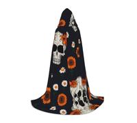 WZYCWB R cranio testa di pecora margherita stampata grande mantello con cappuccio, costume per feste di vacanza, accessori per feste di carnevale, taglie S/M/L