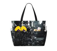 WZYCWB Rainy Night - Borsa da viaggio con stampa rosa nera per nuoto e fitness, shopping al supermercato, vacanze al mare