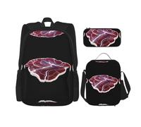 WZYCWB Red Agate Campus Life Backpack Set (3 pezzi) - Borsa per la scuola + astuccio + borsa per il pranzo, soddisfa tutte le esigenze quotidiane degli studenti