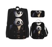 WZYCWB Red Panda Set zaino (set da 3 pezzi) - borsa per la scuola per studenti + astuccio + borsa per il pranzo, zaino grande capacità