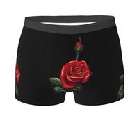 WZYCWB Red Rose Boxer da uomo (S-XXL) - tessuto elastico leggero, traspirante, assorbe il sudore, free stretch, nero, X-Large