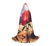WZYCWB Red rose in the desert Printed S Wizard Cape, costume per feste a tema, mantello cosplay per adulti e adolescenti, taglie S, M, L
