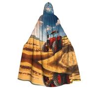 WZYCWB Red Tractor - Mantello con cappuccio per Halloween, rave party e riunioni di famiglia