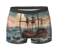 WZYCWB Riding the Waves Boxer da uomo (S-XXL) - tessuto elastico leggero, traspirante, assorbe il sudore, free stretch, nero, Medium