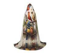 WZYCWB Ritratto di famiglia di uccelli stampato L Wizard Cape, costume da festa a tema, mantello cosplay per adulti e adolescenti, taglie S, M, L