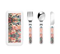 WZYCWB Rosa Carta Taglio Unicorno Modello Stoviglie Set 3 Pezzi Set Asilo Stoviglie Outdoor Picnic Stoviglie Portatile