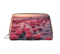WZYCWB Rose dal mare Borsa cosmetica in pelle con tasche, borsa cosmetica portatile da viaggio, borsa cosmetica di grande capacità,