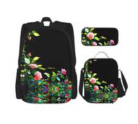 WZYCWB Rose Group Zaino (set da 3 pezzi), zaino di grande capacità, borsa per la scuola per studenti, astuccio, borsa per il pranzo
