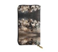 WZYCWB Running of the Horses Portafoglio in pelle, scomparto con cerniera grande capacità, buon regalo per gli amici, pochette lunga 19,1 x 10,4 cm, nero, taglia unica, nero, taglia unica, Nero