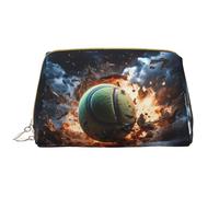 WZYCWB Sacchetto cosmetico del cuoio di tennis di febbre del fulmine con le tasche, borsa cosmetica portatile di viaggio, borsa cosmetica di