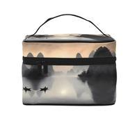 WZYCWB Sansui, azienda giapponese grande borsa cosmetica da donna, borsa cosmetica portatile di grande capacità, borsa cosmetica da viaggio per ragazze, nera, taglia unica, nera, taglia unica, Nero