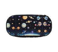 WZYCWB Saturn Jupiter Earth - Astuccio portamatite di grande capacità, multifunzione, portatile e resistente, per ufficio e scuola, Nero , Taglia unica, Beauty Case