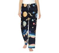 WZYCWB Saturn Jupiter Earth - Pigiama da donna in flanella, con stampa, elegante per la casa, Nero , 3XL