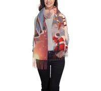 WZYCWB Scialle invernale con stampa di Babbo Natale con nappa, ideale per matrimoni, banchetti e cerimonie