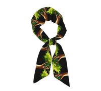 WZYCWB Sciarpa di seta stampata con albero grande 119 x 7,9 cm, scialle leggero, morbido e caldo