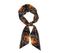 WZYCWB Sciarpa in seta da donna con stampa artistica di cartoni animati, accessorio alla moda, multiuso e leggero, traspirante