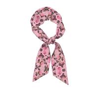 WZYCWB Sciarpa in seta da donna con stampa di rose rosa, accessorio alla moda multiuso, leggero e traspirante.