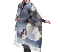 WZYCWB Sciarpa lunga con nappe a forma di cigno bianco che gioca nell'acqua, calda sciarpa autunnale/invernale, perfetta come regalo di compleanno