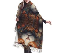 WZYCWB Sciarpa lunga con nappe con motivo a occhio di gatto, caldo scialle autunno/inverno, perfetto come regalo di compleanno