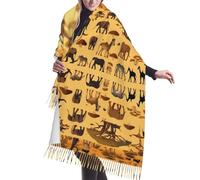 WZYCWB Sciarpa lunga con nappe con motivo animali africani delle praterie - caldo scialle autunno/inverno, perfetto come regalo di compleanno