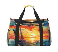 WZYCWB Scribbling Eagle Borsa da viaggio portatile borsa da weekend borsa fitness yoga borsa adatta per fitness e altri scenari, Vela e Tramonto, Taglia unica