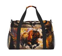 WZYCWB Scribbling Eagle Borsa da viaggio portatile borsa da weekend borsa fitness yoga borsa adatta per fitness e altri scenari, Mucca in esecuzione, Taglia unica