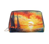 WZYCWB Scribbling Eagle - Trousse da donna in pelle stampata, elegante e morbida, resistente, Vela e Tramonto, Taglia unica