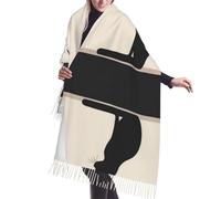 WZYCWB Semplice sciarpa lunga con nappe a forma di gatto nero da donna, elegante e versatile autunno/inverno, scialle lavorato a maglia morbida, traspirante e calda