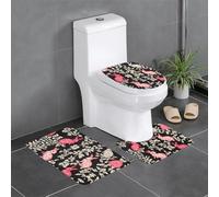 WZYCWB Set di 3 tappeti da bagno con coniglietto e fiori, zerbino per camera da letto, tappetino da cucina, vasca da bagno e decorazione per la casa
