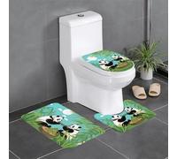 WZYCWB Set di 3 tappeti da bagno con due simpatici panda grandi, zerbino per camera da letto, tappetino da cucina, vasca da bagno e decorazione per la casa