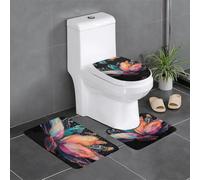 WZYCWB Set di 3 tappeti da bagno con fiori di cristallo, zerbino, tappetino da cucina, vasca da bagno e decorazione per la casa