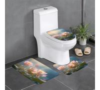 WZYCWB Set di 3 tappeti da bagno con fiori di loto fiorito, zerbino per camera da letto, tappetino da cucina, vasca da bagno e decorazione per la casa