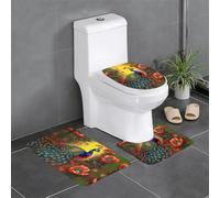 WZYCWB Set di 3 tappeti da bagno con fiori di pavone, zerbino per camera da letto, tappetino da cucina, vasca da bagno e decorazione per la casa