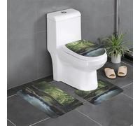 WZYCWB Set di 3 tappeti da bagno con ponte sul fiume, zerbino per camera da letto, tappetino da cucina, vasca da bagno e decorazione per la casa