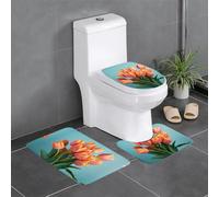 WZYCWB Set di 3 tappeti da bagno con tulipani luminosi, zerbino per camera da letto, tappetino da cucina, vasca da bagno e decorazione per la casa