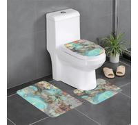 WZYCWB Set di 3 tappetini da bagno con motivo mappa del mondo, facili da pulire, adatti per bagno, toletta, WC