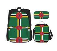 WZYCWB Set di 3 zaini con bandiera del Commonwealth della Dominica Campus Life (3 pezzi) - borsa per la scuola + astuccio + borsa per il pranzo, soddisfa tutte le esigenze quotidiane degli studenti