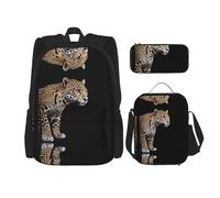 WZYCWB Set di 3 zaini Jaguar a righe Campus Life - borsa per la scuola + astuccio + borsa per il pranzo, soddisfa tutte le esigenze quotidiane degli studenti