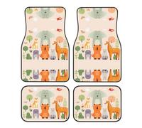 WZYCWB Set di 4 tappetini per auto con motivi di simpatici animali dei cartoni animati, per auto/SUV/camion, vestibilità stabile senza spostamento